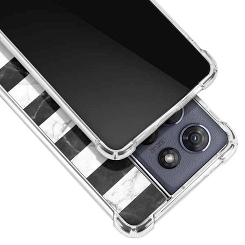 Black and White Striped Marble Moto G Play 5G (2025) Clear Case